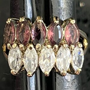 Jean Harlow Hollywood Collection vintage Amethyst CZ marquise cut cocktail ring